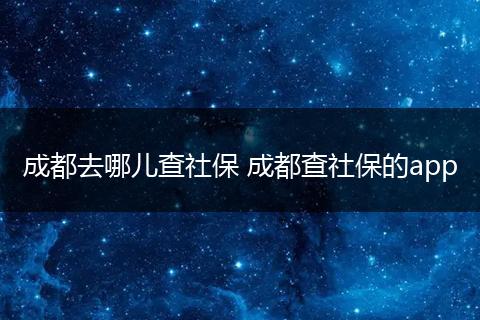 成都去哪儿查社保 成都查社保的app