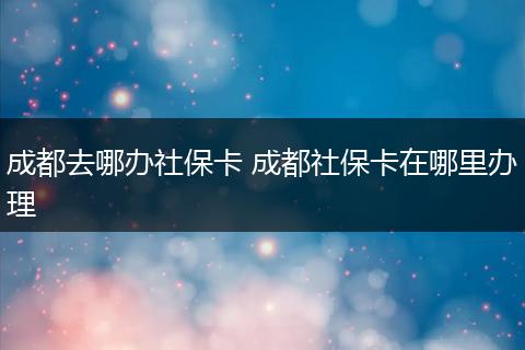 成都去哪办社保卡 成都社保卡在哪里办理