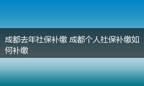 成都去年社保补缴 成都个人社保补缴如何补缴