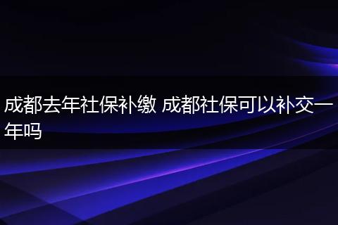 成都去年社保补缴 成都社保可以补交一年吗