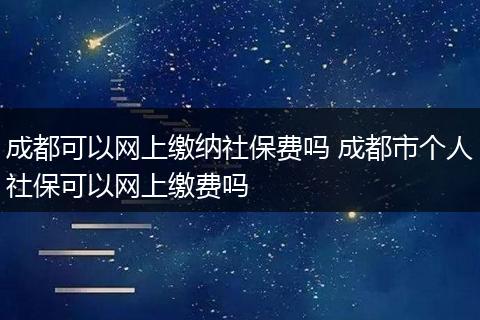 成都可以网上缴纳社保费吗 成都市个人社保可以网上缴费吗