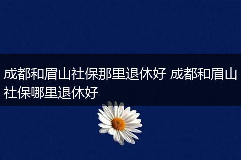 成都和眉山社保那里退休好 成都和眉山社保哪里退休好