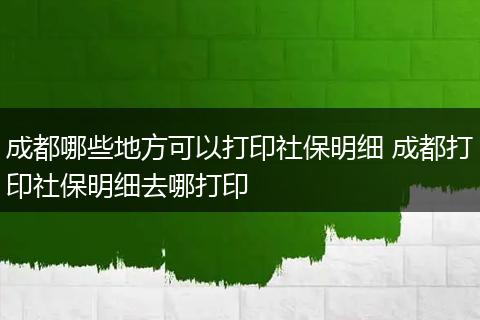 成都哪些地方可以打印社保明细 成都打印社保明细去哪打印