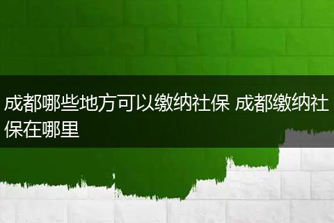 成都哪些地方可以缴纳社保 成都缴纳社保在哪里