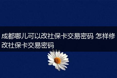 成都哪儿可以改社保卡交易密码 怎样修改社保卡交易密码