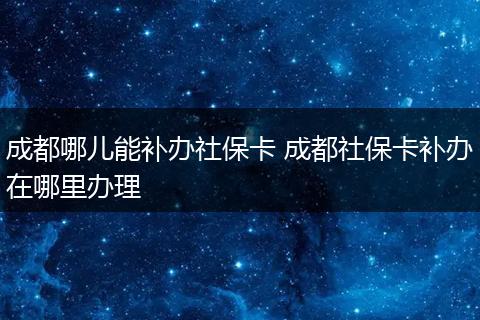 成都哪儿能补办社保卡 成都社保卡补办在哪里办理