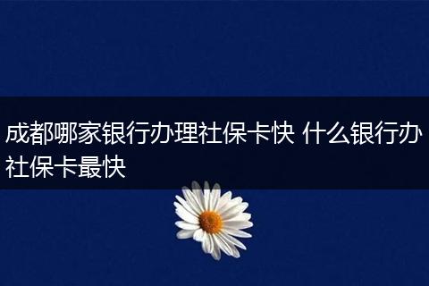 成都哪家银行办理社保卡快 什么银行办社保卡最快