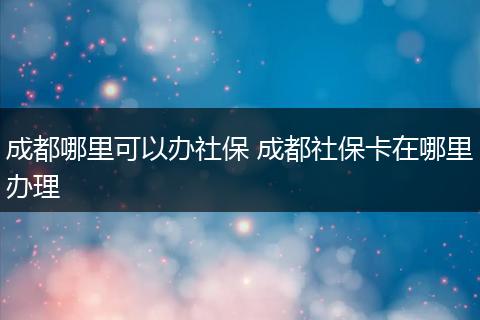 成都哪里可以办社保 成都社保卡在哪里办理