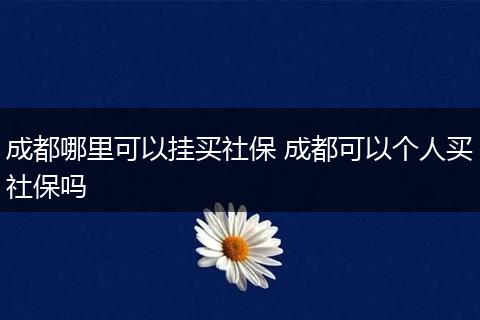成都哪里可以挂买社保 成都可以个人买社保吗