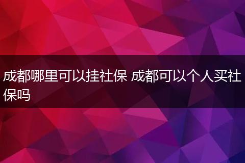 成都哪里可以挂社保 成都可以个人买社保吗