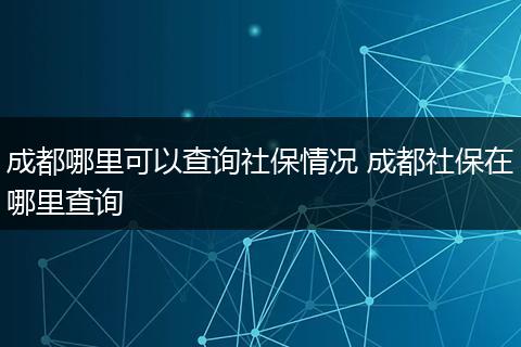 成都哪里可以查询社保情况 成都社保在哪里查询