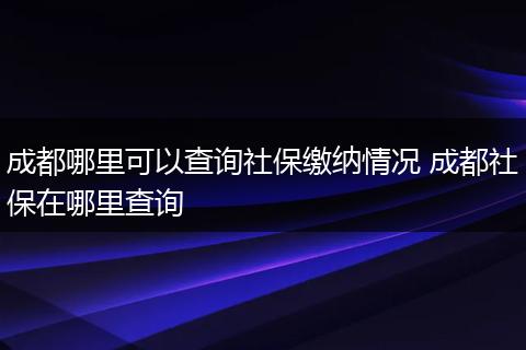 成都哪里可以查询社保缴纳情况 成都社保在哪里查询
