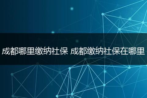 成都哪里缴纳社保 成都缴纳社保在哪里
