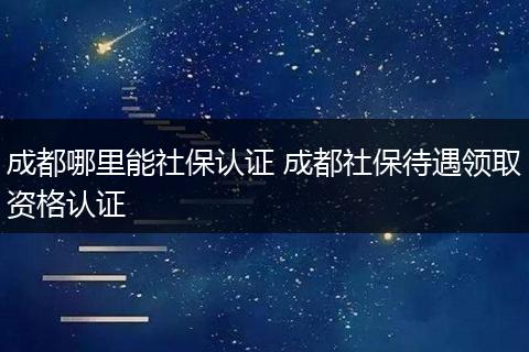 成都哪里能社保认证 成都社保待遇领取资格认证