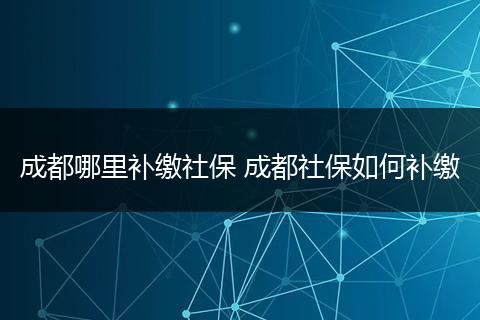 成都哪里补缴社保 成都社保如何补缴