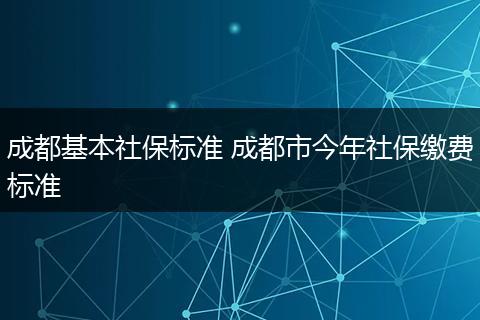 成都基本社保标准 成都市今年社保缴费标准