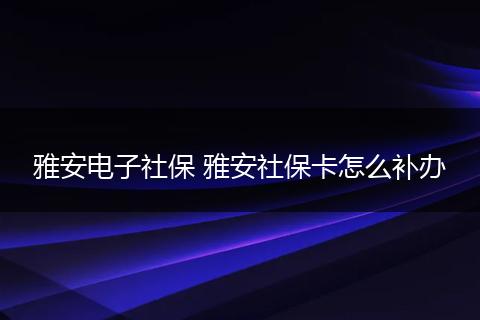 雅安电子社保 雅安社保卡怎么补办