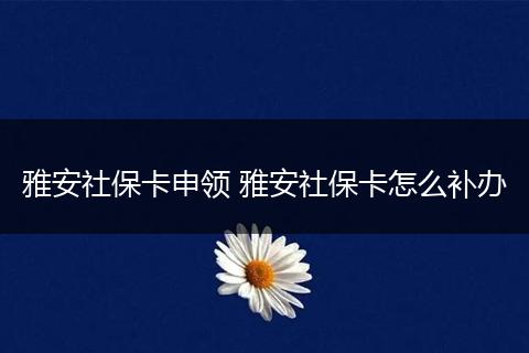 雅安社保卡申领 雅安社保卡怎么补办