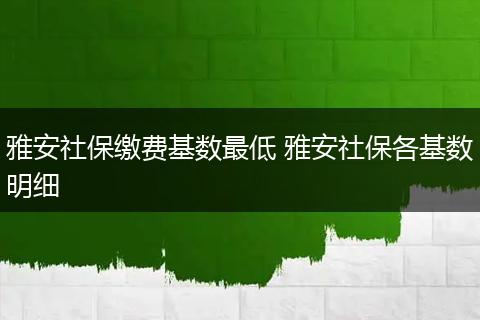 雅安社保缴费基数最低 雅安社保各基数明细
