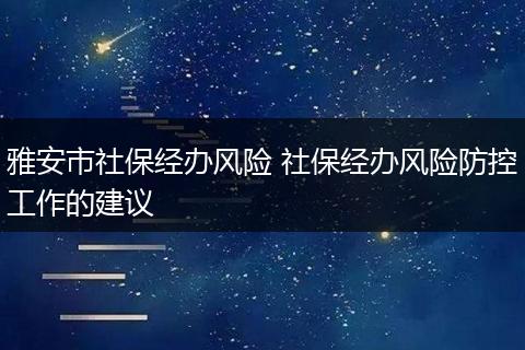 雅安市社保经办风险 社保经办风险防控工作的建议