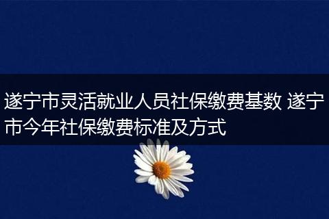遂宁市灵活就业人员社保缴费基数 遂宁市今年社保缴费标准及方式