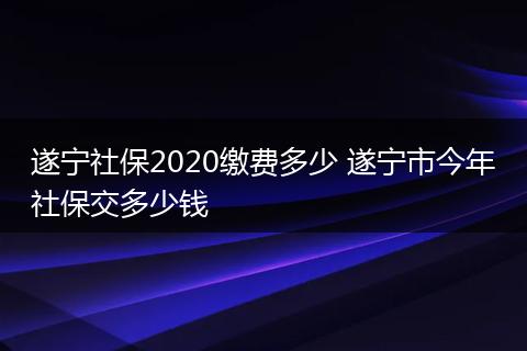 遂宁社保2020缴费多少 遂宁市今年社保交多少钱