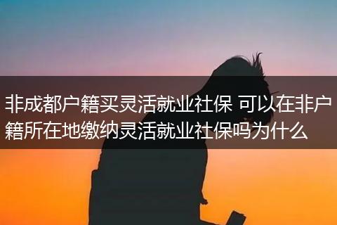 非成都户籍买灵活就业社保 可以在非户籍所在地缴纳灵活就业社保吗为什么