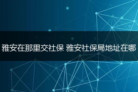 雅安在那里交社保 雅安社保局地址在哪