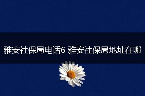雅安社保局电话6 雅安社保局地址在哪