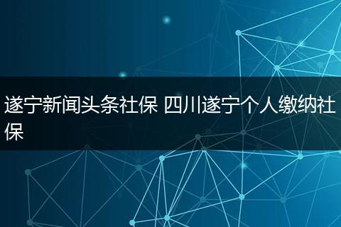 遂宁新闻头条社保 四川遂宁个人缴纳社保