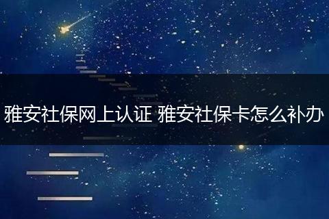 雅安社保网上认证 雅安社保卡怎么补办
