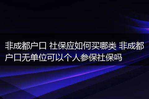 非成都户口 社保应如何买哪类 非成都户口无单位可以个人参保社保吗
