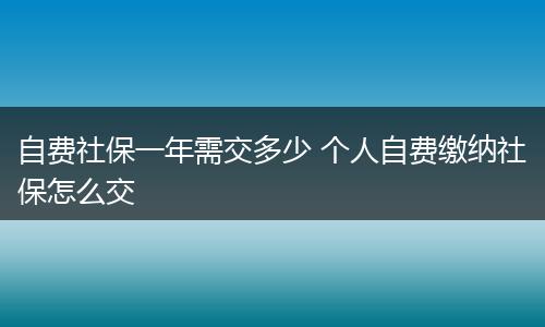 自费社保一年需交多少 个人自费缴纳社保怎么交
