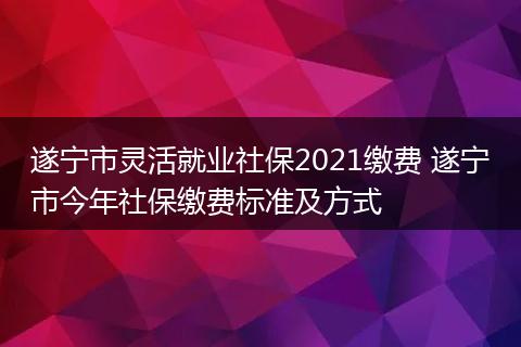 遂宁市灵活就业社保2021缴费 遂宁市今年社保缴费标准及方式