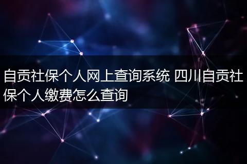 自贡社保个人网上查询系统 四川自贡社保个人缴费怎么查询