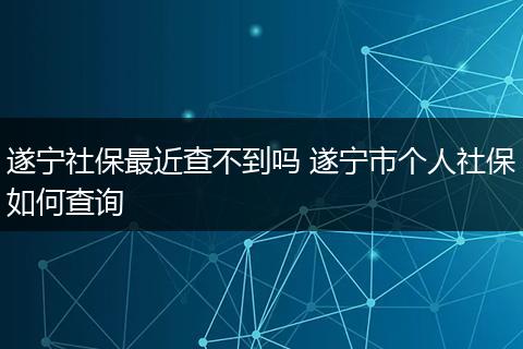 遂宁社保最近查不到吗 遂宁市个人社保如何查询
