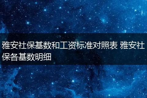 雅安社保基数和工资标准对照表 雅安社保各基数明细
