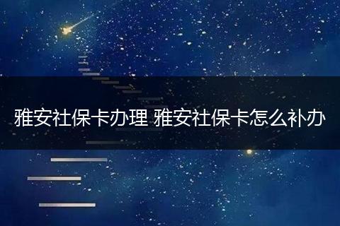 雅安社保卡办理 雅安社保卡怎么补办