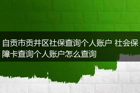 自贡市贡井区社保查询个人账户 社会保障卡查询个人账户怎么查询