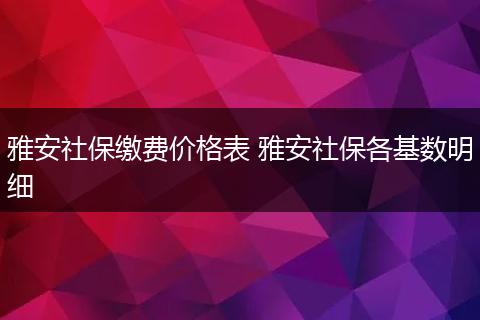 雅安社保缴费价格表 雅安社保各基数明细