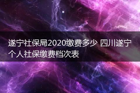 遂宁社保局2020缴费多少 四川遂宁个人社保缴费档次表