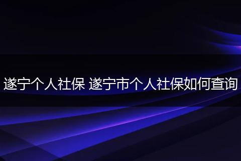 遂宁个人社保 遂宁市个人社保如何查询