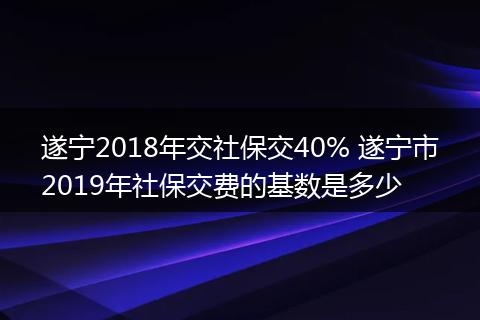 遂宁2018年交社保交40% 遂宁市2019年社保交费的基数是多少