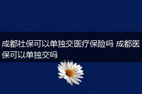 成都社保可以单独交医疗保险吗 成都医保可以单独交吗