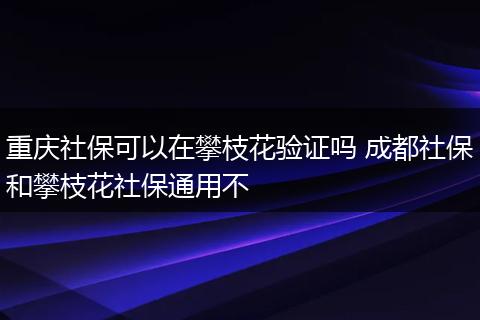 重庆社保可以在攀枝花验证吗 成都社保和攀枝花社保通用不