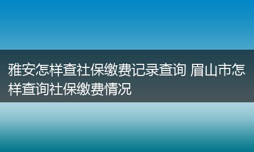 雅安怎样查社保缴费记录查询 眉山市怎样查询社保缴费情况
