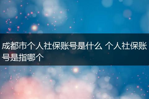 成都市个人社保账号是什么 个人社保账号是指哪个
