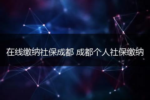 在线缴纳社保成都 成都个人社保缴纳