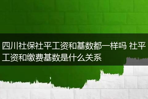 四川社保社平工资和基数都一样吗 社平工资和缴费基数是什么关系