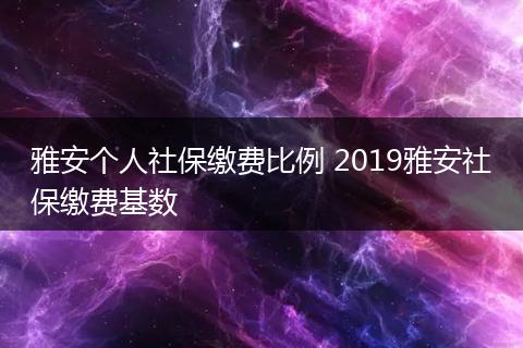 雅安个人社保缴费比例 2019雅安社保缴费基数